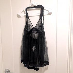 NEW La Perla Black sheer halter top slip/nighty